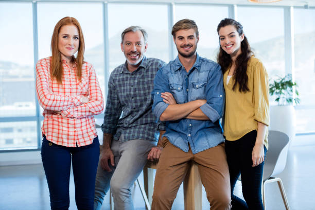 istock Portrait of creative business team leaning on the table 657351208