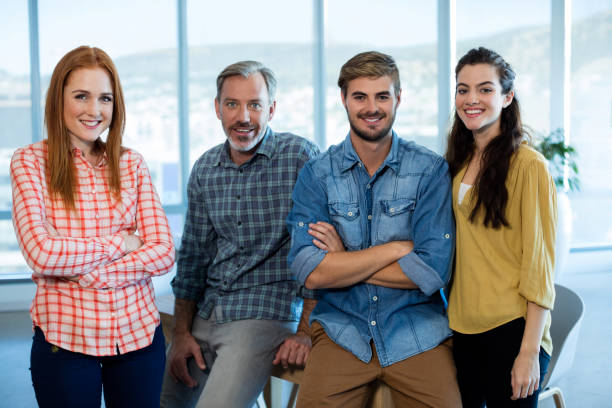 istock Portrait of creative business team leaning on the table 657351380