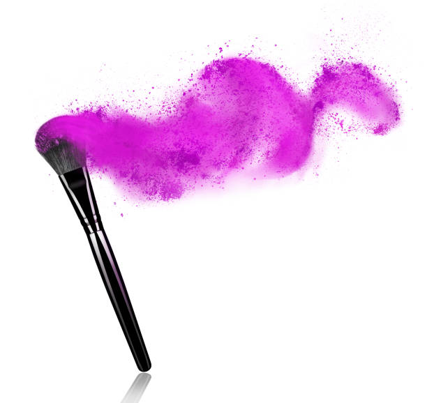 istock Make up brush with powder splash isolated on white background 657360382