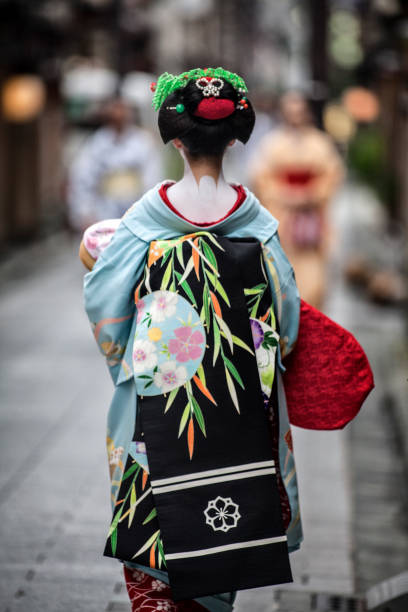 Details of a Geisha's Kimono stock photo