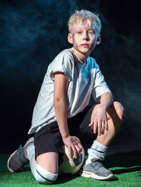 Portrait. Nice Boy Football Player