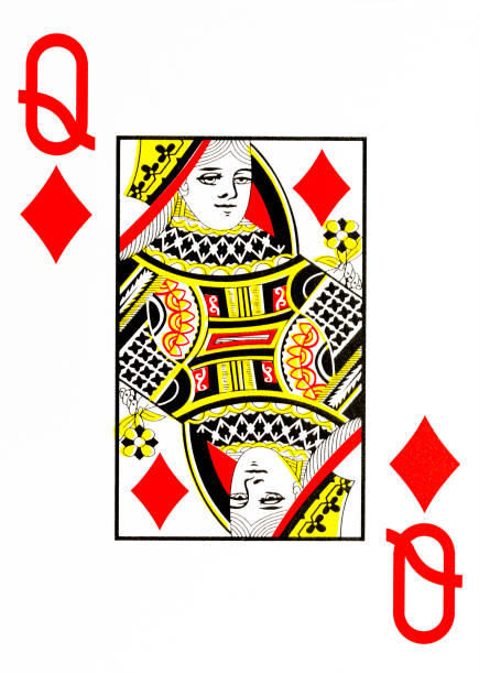 large index playing card queen of diamonds stock photo