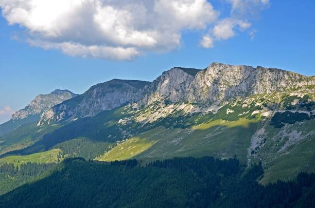 istock Mountain cliff and rock formation in Bucegi Mountains, Carpathian Mountain Range 657385958