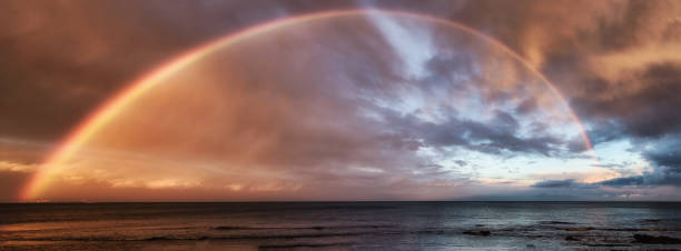 istock Panoramic view of sunset on stormy ocean 657389556