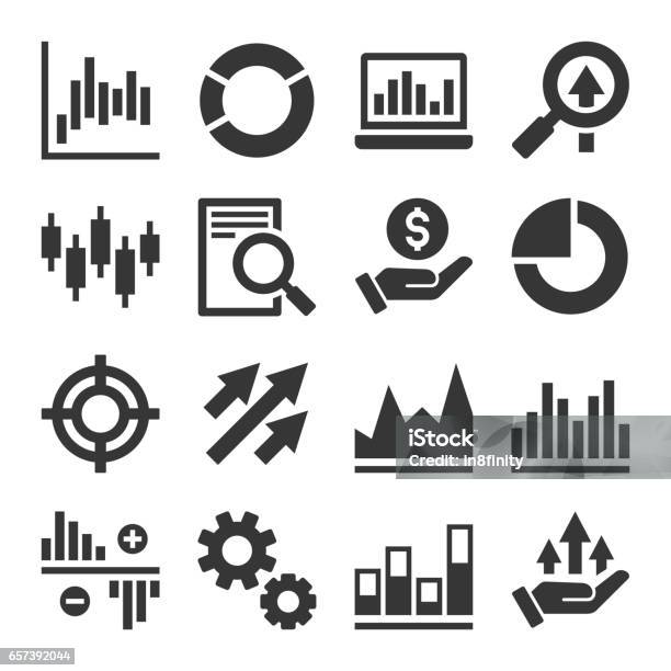 Stock Market Trading Icons Set Vector Stock Illustration - Download Image Now - Fashion Collection, Data, Trading Board