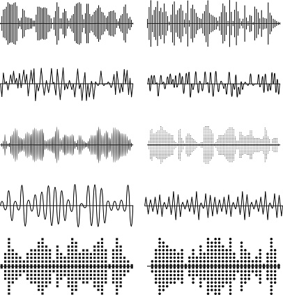 Famous Audio Waveforms Sound Wave Forms Vector Illustration Soundtrack Audio Music Amplitude ...
