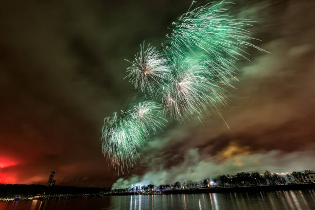 istock Fireworks explode glittering with dazzling results in Moscow, Russia. 23 February celebration 657410704
