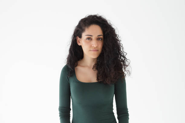 istock Natural brunette girl on neutral background 657411036