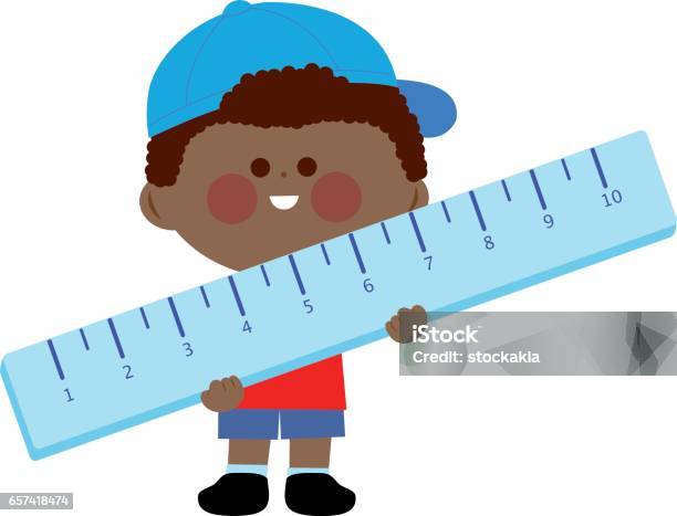 Child Using A Rulerdrawing Child Holding A Ruler Stock Illustration - Download Image Now - African ...