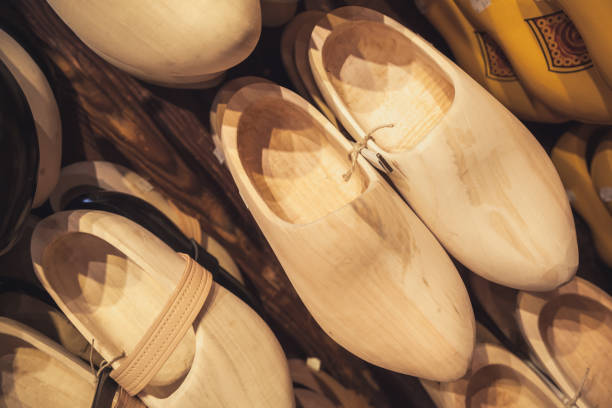 still life of typical wooden Dutch clogs