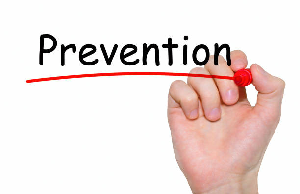 istock Hand writing Prevention with red marker on transparent wipe board 657421774