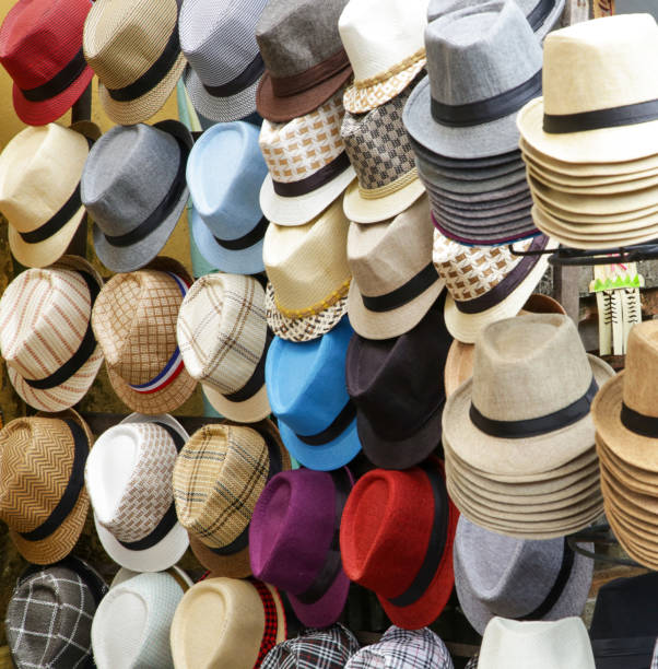 istock Hats display at street market 657422074