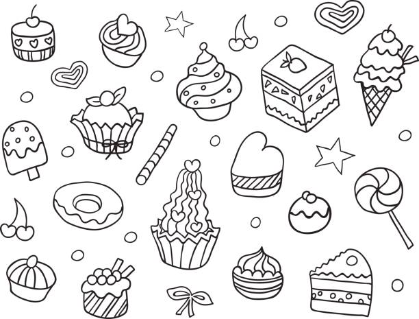 ilustrações de stock, clip art, desenhos animados e ícones de vector set with bake and sweets. - 2333