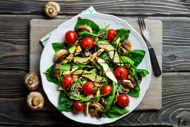 istock Chicken salad with avocado and spinach 657428398