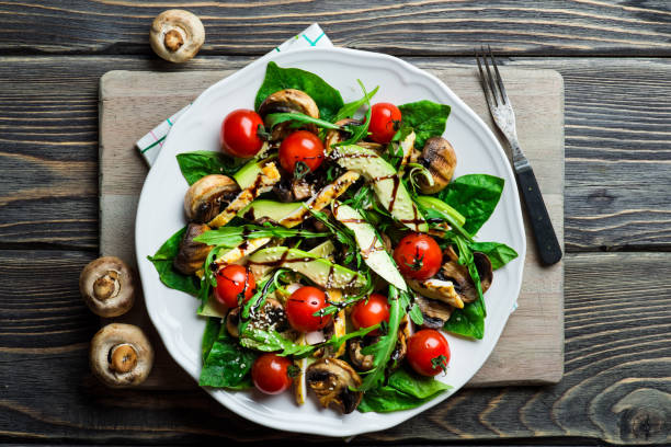 istock Chicken salad with avocado and spinach 657428410