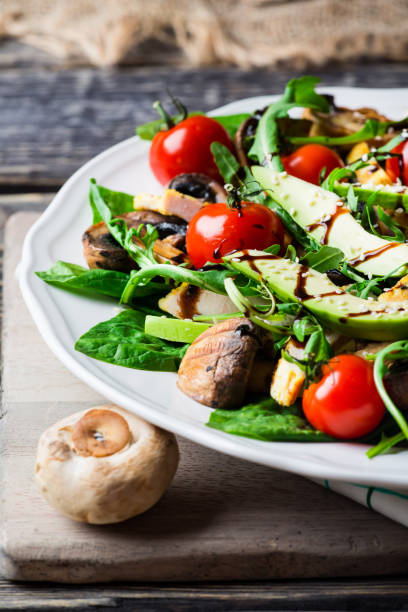 istock Chicken salad with avocado and spinach 657428424