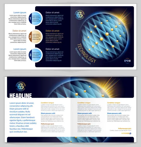 Vector illustration of Booklet design example. Global communications.