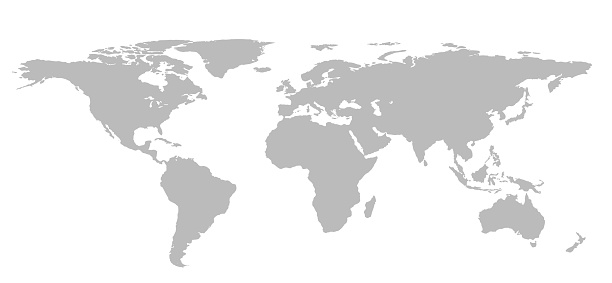 Blank Grey World map isolated on white background. infographics, illustration