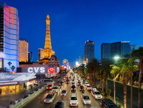 Photo of June 01, 2016 Las Vegas strip at dusk in Nevada, Las Vegas, USA