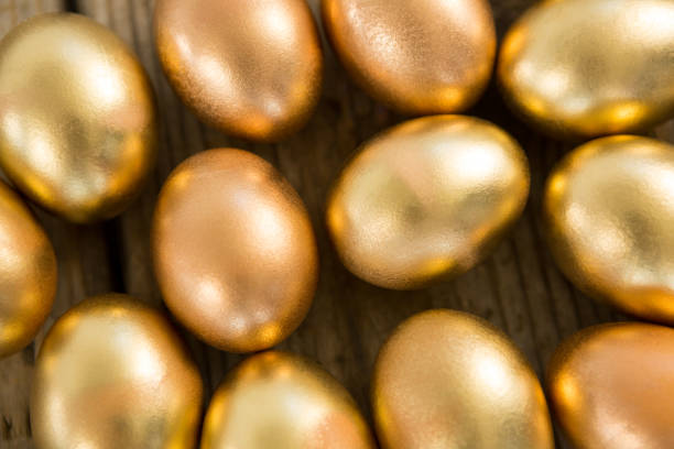 istock Close-up of golden Easter eggs 657464378