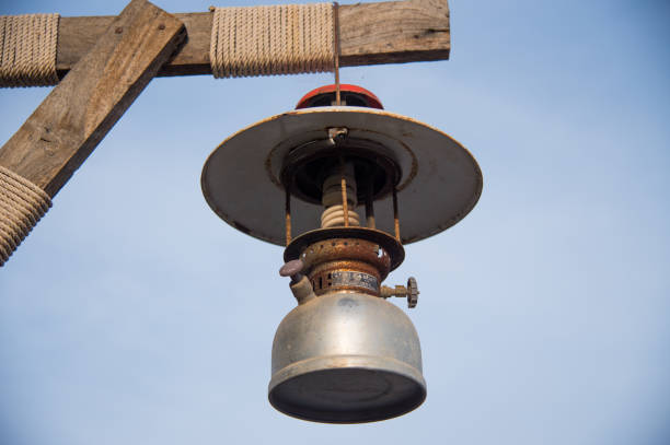 istock Old lantern lamp vintage style hang on pole 657465096