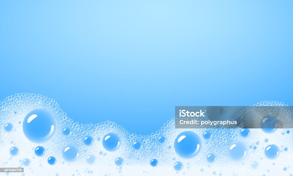 Soap foam overlying on the background of a blue water color Soap foam overlying on the background of a blue water color. Eps10. Transparency. RGB. Global colors Cleaning stock vector