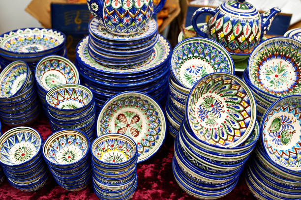 istock Uzbek traditional ceramic ware in market 657485510
