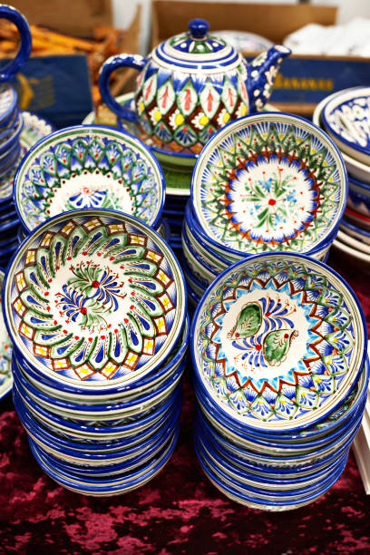 istock Uzbek traditional ceramic ware in market 657486324