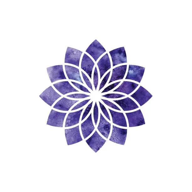 Vector illustration of Sahasrara chakra. Sacred Geometry. One of the energy centers in the human body.