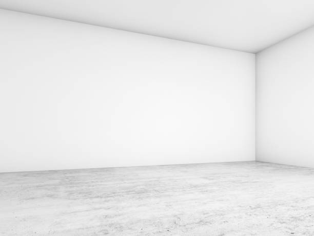 istock 3d white walls corner and concrete floor 657503512