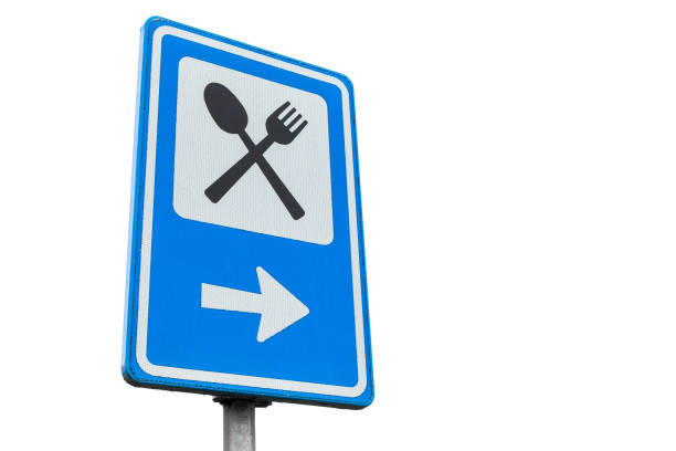 istock Dinning service road sign isolated on white 657507000