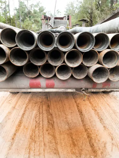 Photo of Large pipes used for drilling water well.