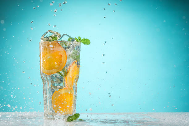 istock The rose exotic cocktail and fruit on blue 657513754