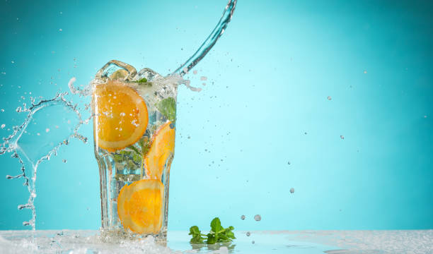 istock The rose exotic cocktail and fruit on blue 657513980