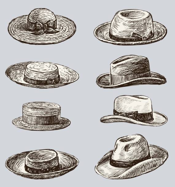 男性と女性の帽子のコレクション - hat band点のイラスト素材／クリップアート素材／マンガ素材／アイコン素材