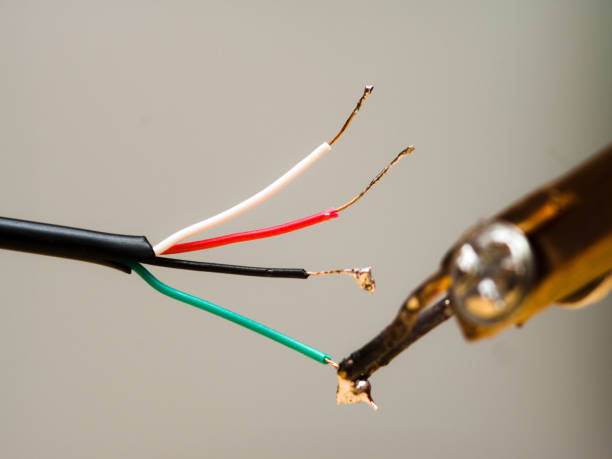 istock Soldering of electronic copper wires 657516800