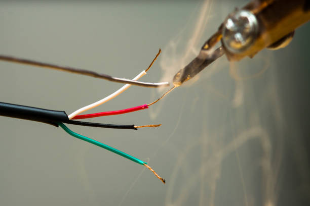 istock Soldering of electronic copper wires 657517546