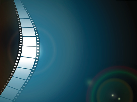 Cinema or Photo film strip with lens flare on dark background. EPS10 vector file