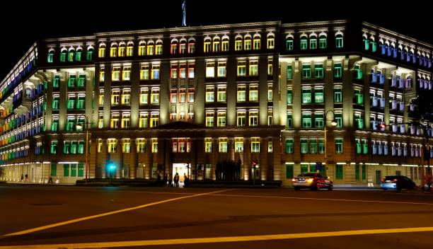 istock Singapore's multicolored buildings at night 657521472