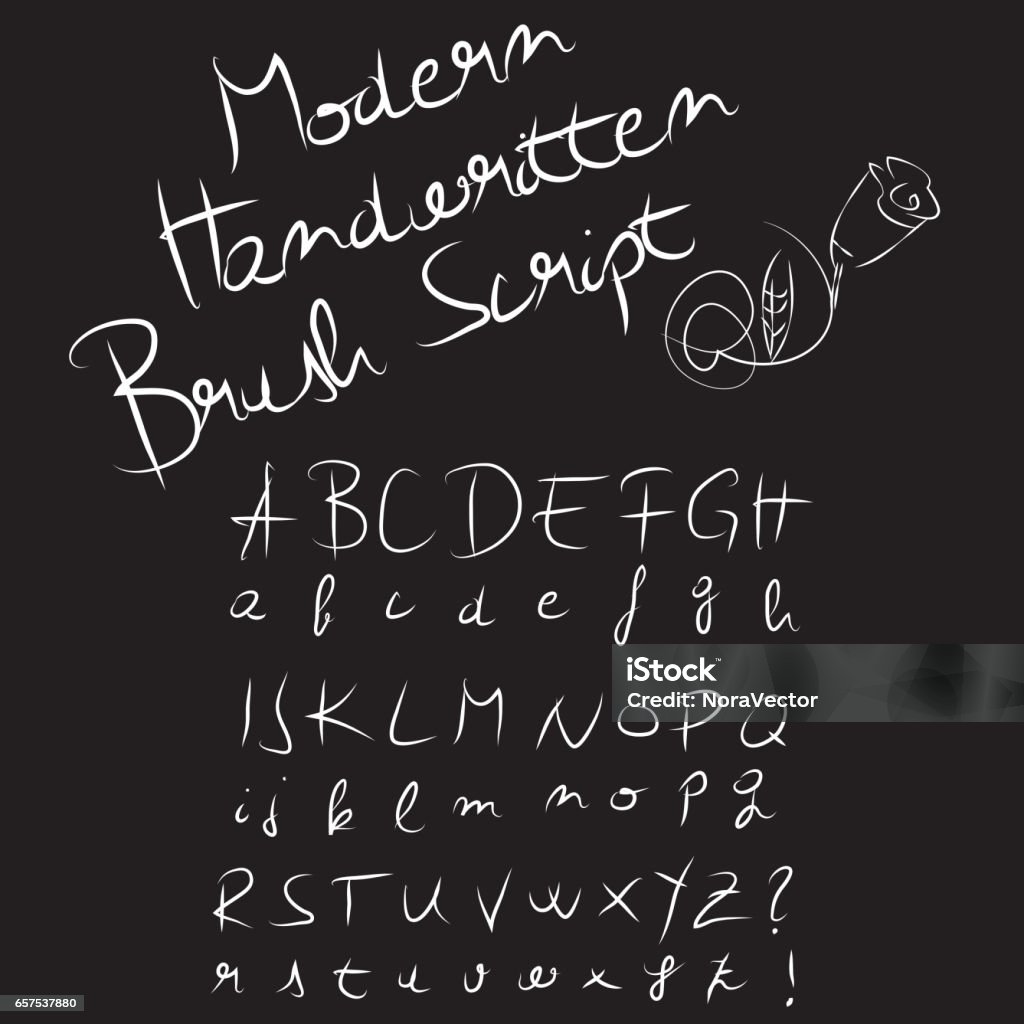 Brush Script Abcd Handwritten Brush Script Stock Illustration - Download Image Now ...