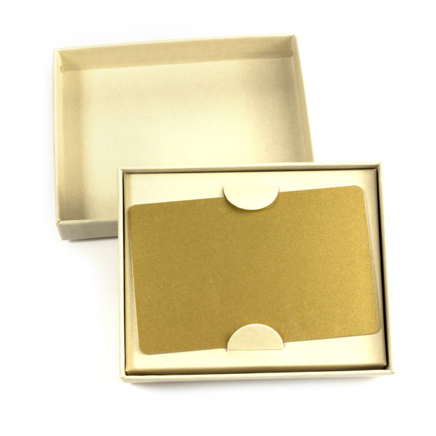 istock Blank VIP golden card in gift box, on white 657543122