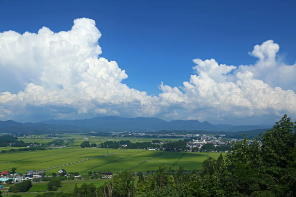 ohishida town in summer and obanazawa-shi - prefeitura de yamagata imagens e fotografias de stock