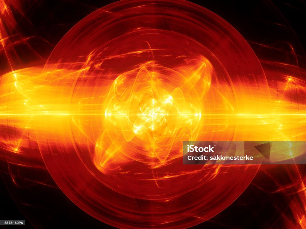 Fiery glowing fusion with plasma force field Fiery glowing fusion in space, plasma force field, computer generated abstract background, 3D rendering Nuclear Fusion Stock Photo