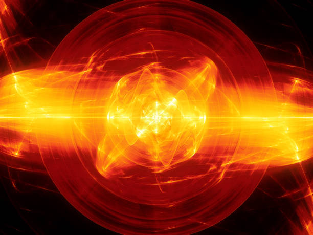 Fiery glowing fusion with plasma force field Fiery glowing fusion in space, plasma force field, computer generated abstract background, 3D rendering nuclear fusion atoms stock pictures, royalty-free photos & images