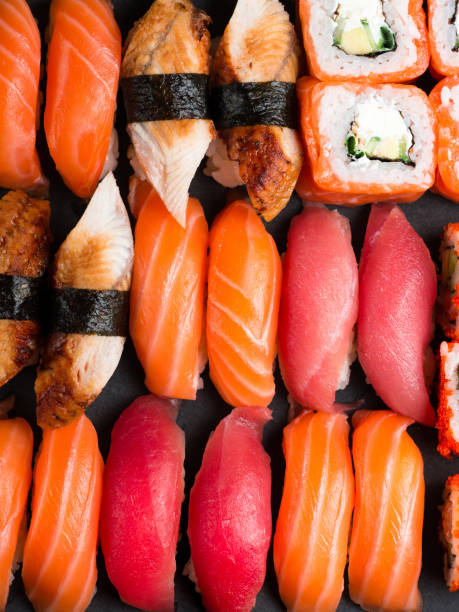 istock Sushi Set sashimi and sushi rolls 657556548