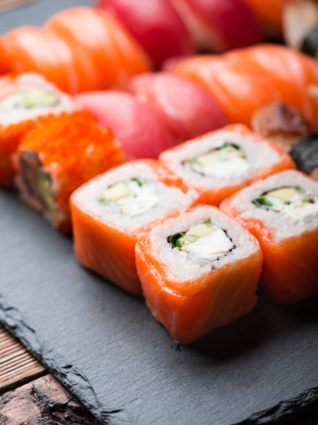 istock Sushi Set sashimi and sushi rolls 657556802
