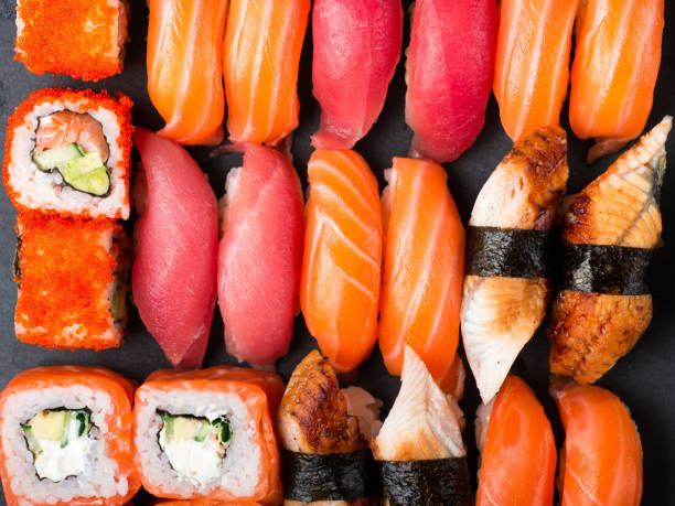 istock Sushi Set sashimi and sushi rolls 657557004