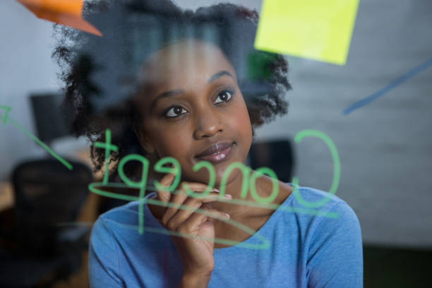 istock Female graphic designer looking at the glass 657557652