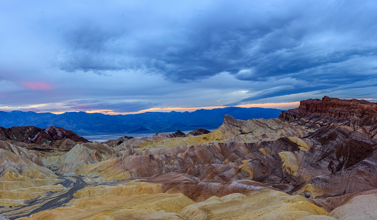 Morning light over Zabriskie Point at Death Valley national park in California