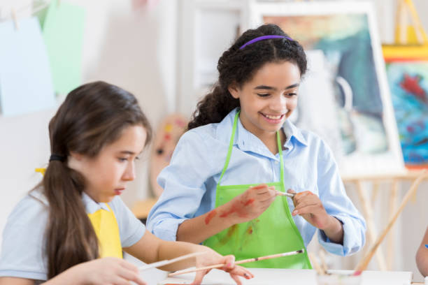 istock Preteen friends participate in art class 657565314